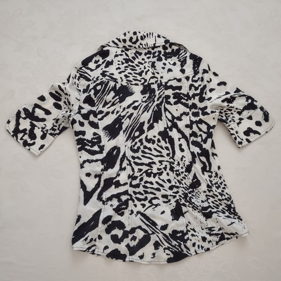 Cache silk lynx animal print collared blouse - Picture 5 of 8